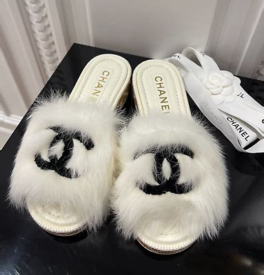 Chanel Furry Slides 